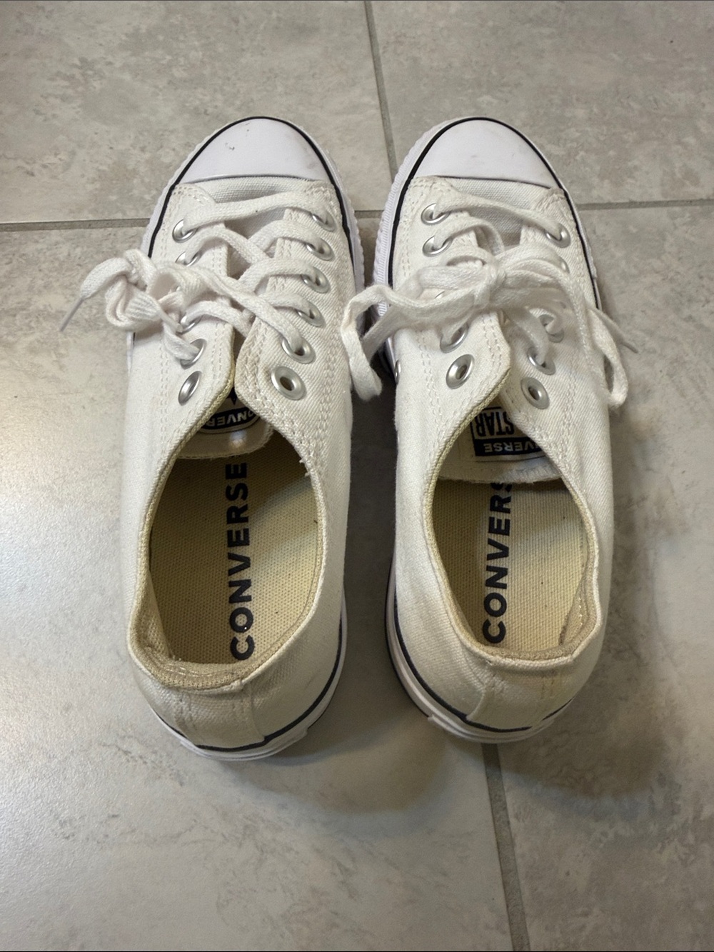 Converse White Low-Top Platform Canvas Sneaker - Picture 3 of 3